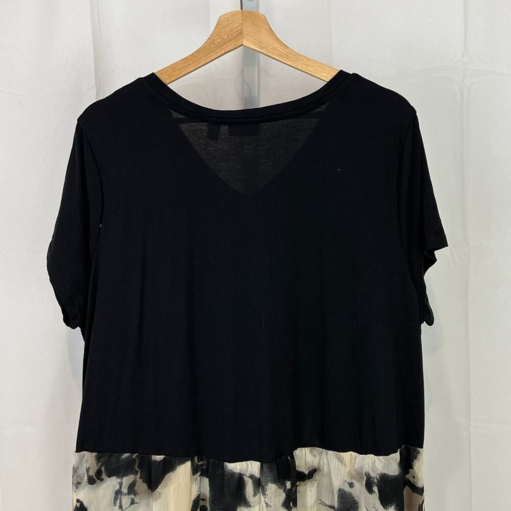 PRICE DROP  LOGO Lori Goldstein Maxi Dress Short Sleeve V Neck Black Multi - Picture 4 of 8